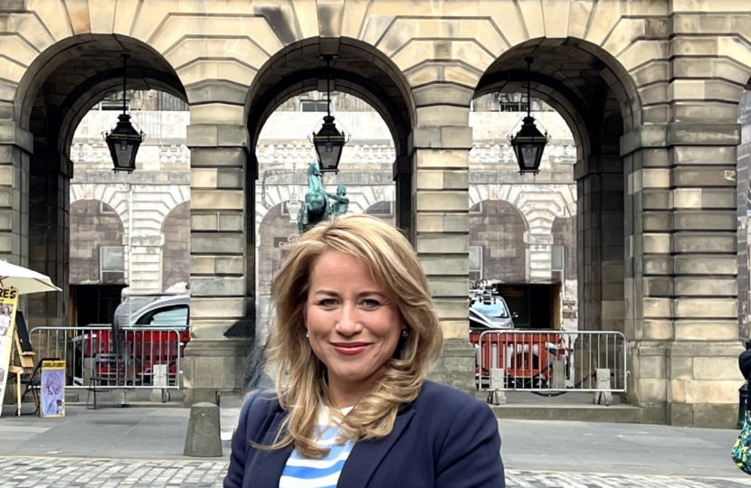 Cllr Marie-Clair is standing at the Royal Mile. 